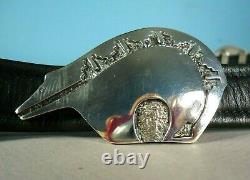 Early Unsigned NAVAJO TOMMY JACKSON Sterling Silver 10 Bears Concho Belt