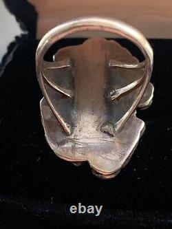 Early Unsigned Ntive American Sterling Silver Coral Ring