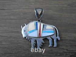 Early VTG Calvin Begay Navajo Sterling Silver Inlayed Buffalo Pendant