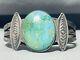 Early Vertical Flare Vintage Navajo Domed Turquoise Sterling Silver Bracelet