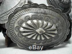 Early Very Old Vintage Navajo Sterling Silver Hand Tooled Concho Belt