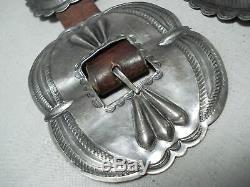 Early Very Old Vintage Navajo Sterling Silver Hand Tooled Concho Belt