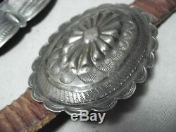 Early Very Old Vintage Navajo Sterling Silver Hand Tooled Concho Belt