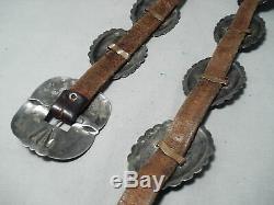 Early Very Old Vintage Navajo Sterling Silver Hand Tooled Concho Belt