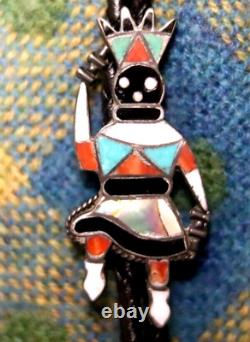 Early Vintage APACHE GAN multi-stone inlay BOLO Zuni turquoise sterling gaan