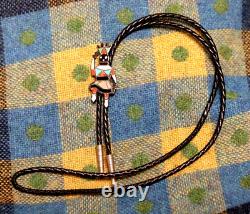 Early Vintage APACHE GAN multi-stone inlay BOLO Zuni turquoise sterling gaan