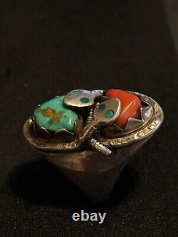 Early Vintage Effie C Zuni Sterling Double Snake Ring Size 11 1/2 30.2Grams