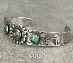Early Vintage Fred Harvey Era Navajo Cerrillos Turquoise sterling Bracelet