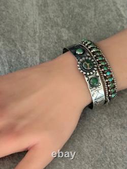 Early Vintage Fred Harvey Era Navajo Cerrillos Turquoise sterling Bracelet