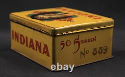 Early Vintage INDIANA Chief Tobacco Cigar Tin Native American Graphic Empty