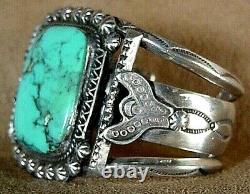 Early Vintage Museum Quality Navajo Sterling Silver Bisbee Turquoise Bracelet