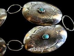 Early Vintage Navaj Sterling Silver OLD KINGMAN Turquoise Concho Belt/Necklace