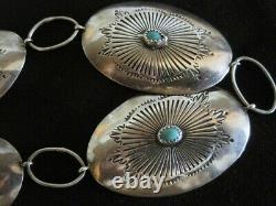 Early Vintage Navaj Sterling Silver OLD KINGMAN Turquoise Concho Belt/Necklace