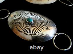 Early Vintage Navaj Sterling Silver OLD KINGMAN Turquoise Concho Belt/Necklace