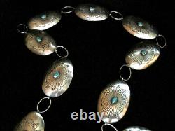 Early Vintage Navaj Sterling Silver OLD KINGMAN Turquoise Concho Belt/Necklace