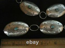 Early Vintage Navaj Sterling Silver OLD KINGMAN Turquoise Concho Belt/Necklace