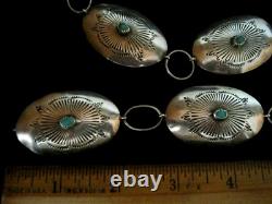 Early Vintage Navaj Sterling Silver OLD KINGMAN Turquoise Concho Belt/Necklace