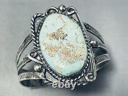 Early Vintage Navajo #8 Turquoise Sterling Silver Bracelet Cuff