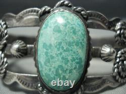 Early Vintage Navajo Carico Lake Turquoise Sterling Silver Bracelet Old