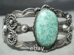 Early Vintage Navajo Carico Lake Turquoise Sterling Silver Bracelet Old