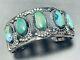 Early Vintage Navajo Cerrillos Blue Gem Turquoise Sterling Silver Bracelet