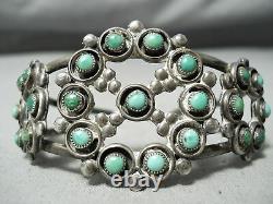 Early Vintage Navajo Cerrillos Snake Eyes Turquoise Sterling Silver Bracelet Old