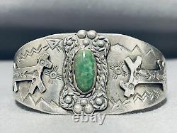 Early Vintage Navajo Cerrillos Turquoise Sterling Silver Bracelet