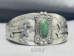 Early Vintage Navajo Cerrillos Turquoise Sterling Silver Bracelet