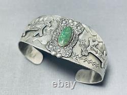 Early Vintage Navajo Cerrillos Turquoise Sterling Silver Bracelet