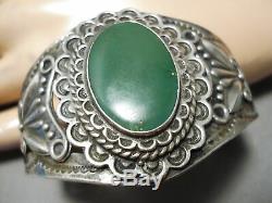 Early Vintage Navajo Cerrillos Turquoise Sterling Silver Bracelet Cuff Old