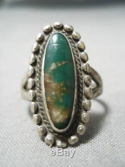 Early Vintage Navajo Cerrillos Turquoise Sterling Silver Ring Old