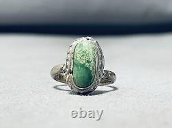 Early Vintage Navajo Cerrillos Turquoise Sterling Silver Ring Old