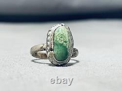 Early Vintage Navajo Cerrillos Turquoise Sterling Silver Ring Old