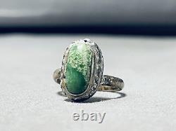 Early Vintage Navajo Cerrillos Turquoise Sterling Silver Ring Old