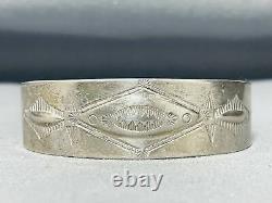 Early Vintage Navajo Hand Tooled Sterling Silver Bracelet Cuff Old