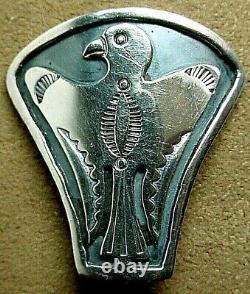 Early Vintage Navajo / Hopi Native American Sterling Silver Thunderbird Bolo Tie