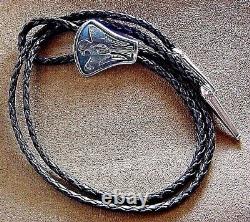 Early Vintage Navajo / Hopi Native American Sterling Silver Thunderbird Bolo Tie