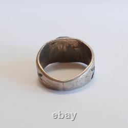 Early Vintage Navajo Indian Silver Green Turquoise Ring Size 5