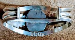 Early Vintage Navajo Large Petrified Wood/agate & Sterling Silver Cuff Bracelet