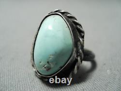 Early Vintage Navajo Light Blue Turquoise Sterling Silver Ring