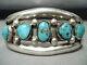 Early Vintage Navajo Morenci Turquoise Sterling Silver Bracelet Old