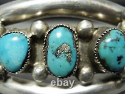 Early Vintage Navajo Morenci Turquoise Sterling Silver Bracelet Old