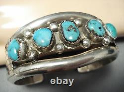 Early Vintage Navajo Morenci Turquoise Sterling Silver Bracelet Old