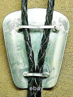 Early Vintage Navajo Native American Sterling Silver Natural Turquoise Bolo Tie