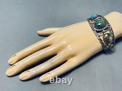 Early Vintage Navajo Nevada Green Turquoise Sterling Silver Bracelet