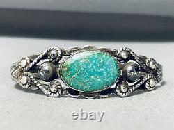 Early Vintage Navajo Nturquoise Sterling Silver Bracelet