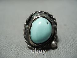Early Vintage Navajo Old Turquoise Sterling Silver Ring