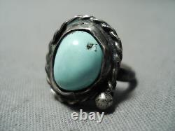 Early Vintage Navajo Old Turquoise Sterling Silver Ring