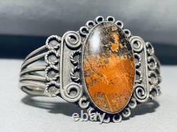 Early Vintage Navajo Petrified Wood Sterling Silver Bracelet Old