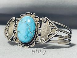 Early Vintage Navajo Rare Turquoise Sterling Silver Bracelet